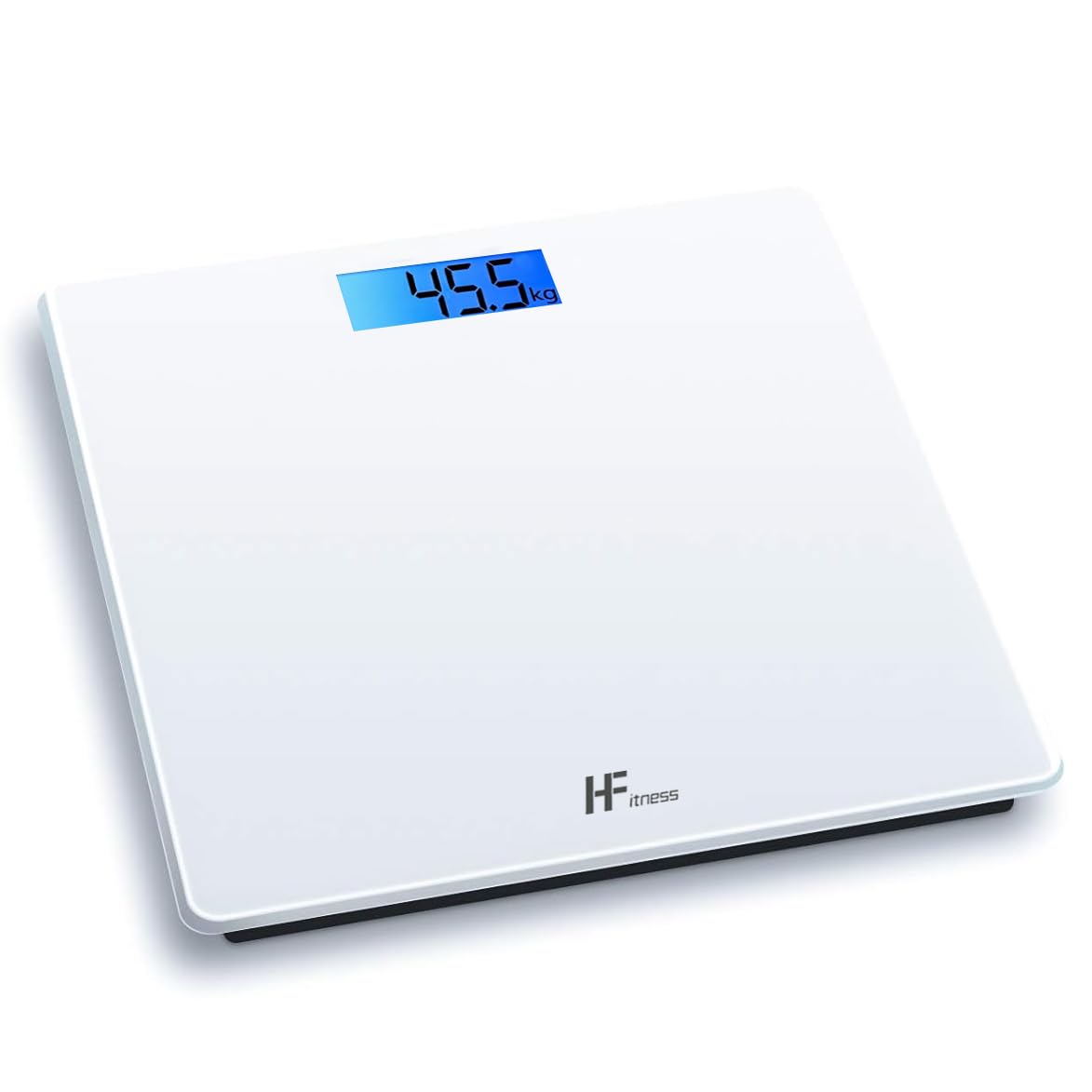 HomeFashion HFitness 28x28cm 180KG Digital Bathroom Scale Weighing Scales For Body Weight Backlit Display Weight Management White