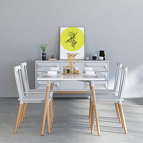 ME2 Kitchen Rectangular Table,Modern 47.2"x 31.5"Leisure Cofffee Table,Office Conference Desk with Wooden Legs and White Top for Kitchen Dining Room.White - Thumbnail 4