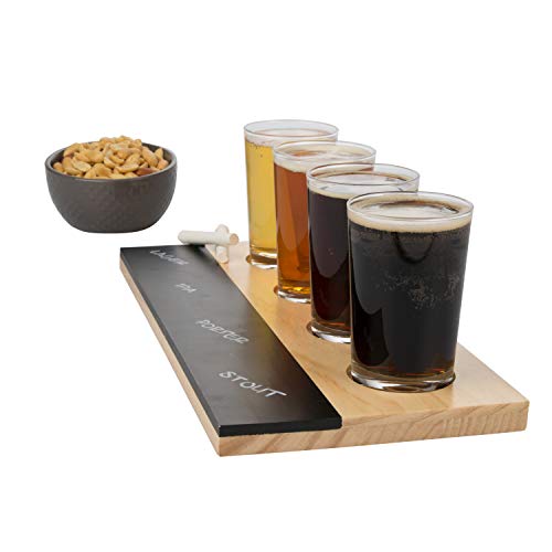 Beer Tasting Flight Sampler Set, 4 6oz Pilsner Craft Brew Glasses w