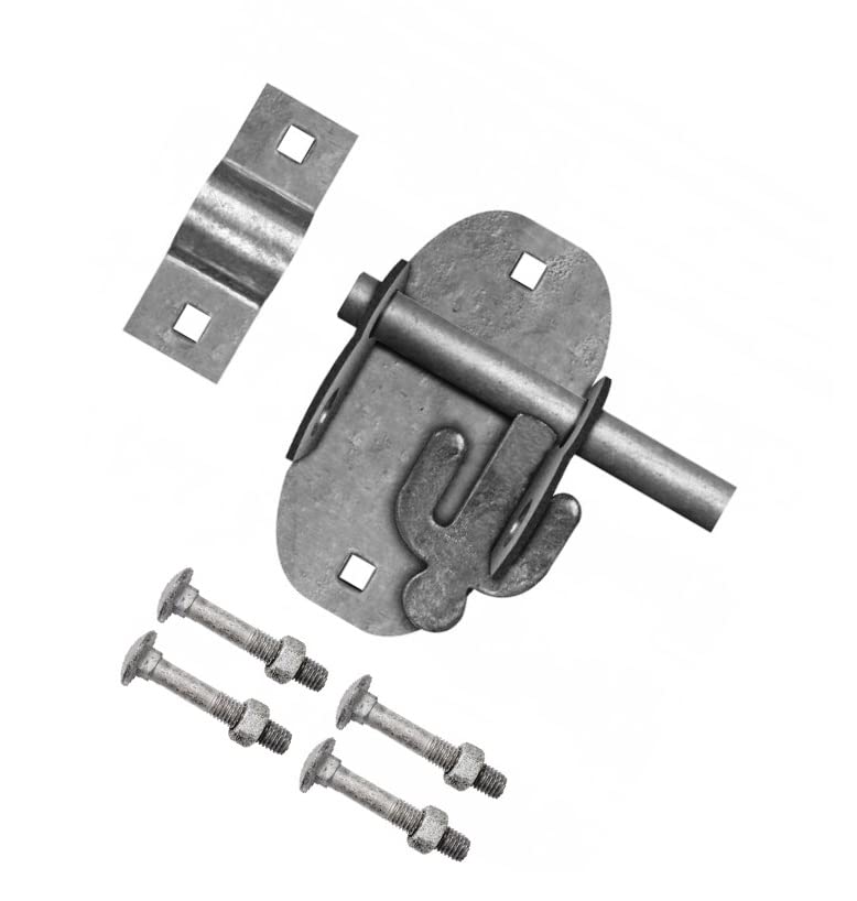 TERF® Heavy Duty Oval Padlock Sliding Bolt Galvanised 100mm (4 inch) Pad Bolt Silver for Use with Garden Gates Sheds Garage Out House Doors Lock Including Fixing - Pack of 1