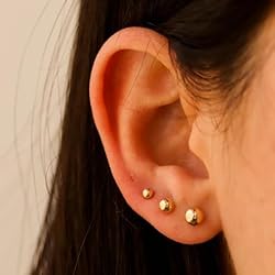 5 Pairs 14K Gold Plated Stud Earrings for