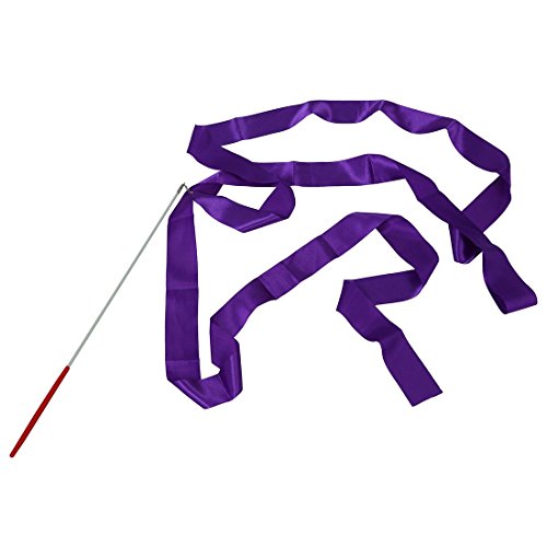 TOOGOO(R) 4M Dance Ribbon Gym Rhythmic Art Gymnastic Ballet Streamer Twirling Rod Purple - Thumbnail 4