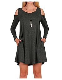 Romacci - Vestido de manga larga con hombros descubiertos para mujer