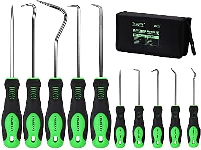 SWANLAKE 10Pcs Hook and Pick Set CR-V Steel Shafts Storage Pouch