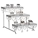 Amalfi Decor 3 Tier Dessert Cupcake Stand, Rectangular Metal Plate Tower Tray Holder with Crystals, Silver