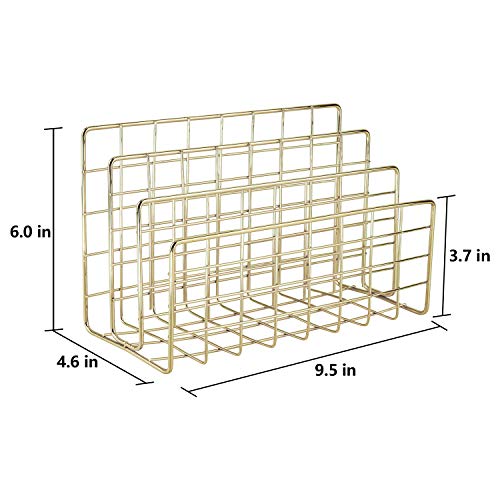 Simmer Stone Desktop Letter Sorter, Organizer for Mails Books Files Brochures Postcards Makeups, 3 Slot, Gold