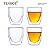 TEASOL 3.4oz Double Wall Glass Cup - Set of 4 - Insulated/thermal and Stylish Drinking Glasses for Coffee, Tea, Espresso, Shots - Keeps Drink Hot or Cold