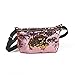 Tinksky Double Color Sequins Waist Bag Casual Outdoor Sports Bag (Gold + Pink)