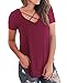 BOBOSMXL Women's Criss Cross Top Plus Size Burgundy Tee Shirt Wine Red L