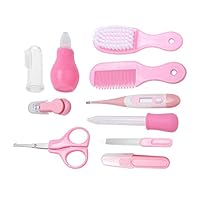 Baby Grooming Set, 10 in I Hair, Nail, Nose, Tooth and Ear Clean Essentials Accessories Portable Baby Care Grooming Kit for Baby Girl Or Baby Boy(Pink)