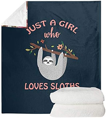 POLERO Ultra Soft Fleece Throw Blanket Just a Girl Who Loves Sloths Cozy Warm Plush Throw Blanket For Sofa/Bed/Couch (35" x 47")