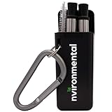 Nvironmental Reusable Foldable Straw with Brush Cleaner Keychain and Keyring | Collapsible Folding Eco Friendly Stainless Steel Straws
