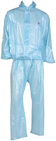 Clubb Light weight PVC Hooded Rain Coat with pockets (Sky Blue) (XXX-Large)