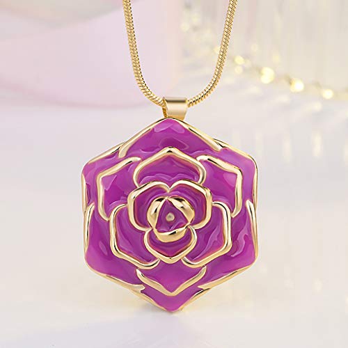 Toponly Sleek Minimalist 24k Gold-Plated Rose Pendant Clavicle Chain for Women