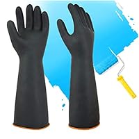 Latex Chemical Gloves Resistant Rubber PPE Industrial Safety Work Protective Long Gauntlets Gloves, 14" Black Heavy Duty Gloves, Resist Strong Acid, Alkali and Oil