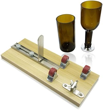 Glass Bottle Cutter, GOTITENI Wine Bottle Cutting Tool for Creating Wine Bottle Lamp, Wine Bottle Decorations, Creative Vase (Wooden, White with Anti-skid Rubber Wheel)
