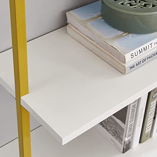 PRAISUN Ladder Shelf, 5 Tier Industrial Bookshelf for Bedroom, Open