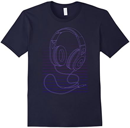 Men's Music DJ Shirt Headphones T-shirt Vintage Gradient Medium Navy