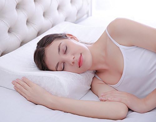 SWEESLEEP 100 Percent Natural Latex Foam Contour Pillow for Neck Pain Standard Size (22.5 x 15 x 3.5/4.5 inches), with Removable Outer Cover