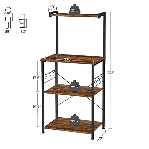 VASAGLE Kitchen Storage, Bakers Rack, Coffee Bar, 3Tier Shelf, 6 S