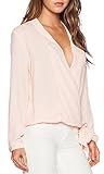 FAVOLOOK Women V-Neck Shirts Foldable Long Sleeve Casual Chiffon Blouse Top