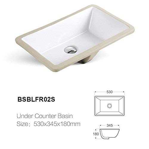 Friho 20.9''x13.6''x7.1'' Modern Sleek Rectangular Undermount Vanity Sink Porcelain Ceramic Lavatory Bathroom Sink,White With Overflow - Thumbnail 6
