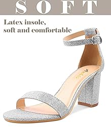 Ankis Silver Heels for Women Chunky - Open Toe
