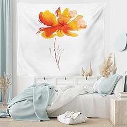 Ambesonne Watercolor Flower Tapestry, Single Poppy