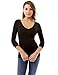PattyBoutk Women V Neck Ruched Long Sleeve Blouse (Black Small)