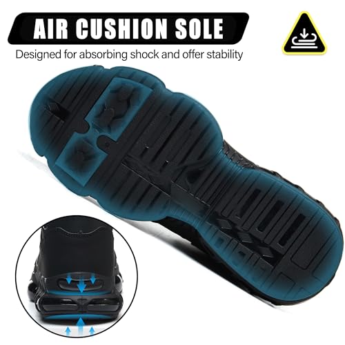 PAQOZKC Men's Women's Waterproof Safety Boot Safety Boots Steel Toe Cap Air Cushion Lightweight Comfortable Safety Trainers 3-13 UK