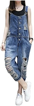 yiboolai Overalls for Women Baggy Denim Overalls Jumpsuit Sleeveless Romper Harem Jeans Pants