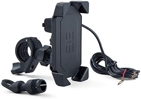 Meetou Motorcycle Phone Mount with 5V 2.0A USB Charging Port, Universal Cell Phone Holder for Apple iPhone, Samsung Galaxy, LG, HTC, Nexus & GPS Navigators, 3.5 – 6.0Inches Adjustable Cradle Clamp