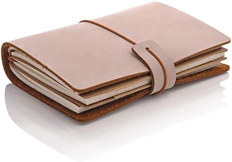 Leather Journal Refillable Travelers Notebook, Antique Handmade Leather Writing Diary Notepad, Travel Journal Notebook for Men & Women, Medium Size 5.2" x 4" (Brown)