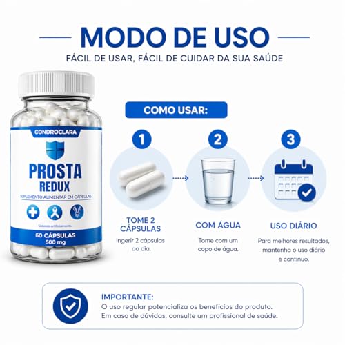 Prostaredux Suplemento 60 Cápsulas – Prosta Redux Apoio Natural ao Homem – Ingredientes Selecionados