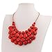 JANE STONE Fashion Floating Bubble Necklace Teardrop Bib Collar Statement Jewelry for Women (Red)