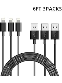 Mxstudio 3-Packs 6FT (1800mm) Long Lightning Charging USB Cable 8 Pin Stylish Data Cable for iPhone iPad iPod Touch Black