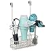 mDesign Steel Over Cabinet Door Hair Care, Hot Styling Tool Organizer Storage Basket for Hair Dryer, Flat Irons, Curling Wands, Straighteners, Space Saving, 3 Sections, Concerto Collection - Satin