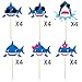 24 Pieces Blue Baby Shark Cupcake Toppers Shark Theme Party Family Supplies for Baby Shower Birthday Party Decorations
