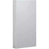 B&C 16"x36"Aluminum Medicine Cabinet with Mirror|Color Satin|Bathroom Mirror Cabinet with Adjustable Glass Shelves|Storage Cabinet for Bathroom Recessed or Surface Mounting