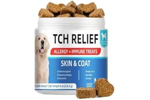 Dog Allergy Support Chews with Fish Oil & Omega-3 - Skin Health Chewable Tablets for Dogs - Aids with Seasonal Discomfort & I