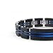 WANGOK Men Bracelet Stainless Steel Bracelets Black and Blue Links with Fashion Sand Blasting Bracelets for Men in 7.9-8.5