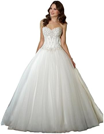 Sweetheart Beaded Corset Bodice Classic Tulle Wedding Dress