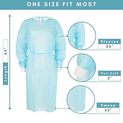 Nobles Universal Size Blue Disposable Isolation Gowns LatexFree Gown