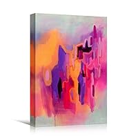 Canvas Wall Art Bright Brushstrokes Abstract Colorful Decorative Elements Mixed Media Multicolor Swirly - 12x18 inches