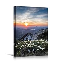 Canvas Wall Art Landscape Sunset Bedroom Contemporary Dramatic Landscape Mountain Multicolor Photography - 12x18 inches