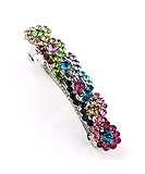 Women's Rhinestone Metal Hair Barrette Clip Hair Pin Antique Silver IMB2100