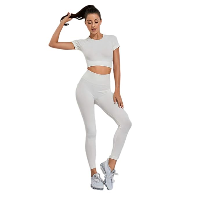 Buy Women Seamless Activewear 2 Pieces Set Leggings Crop Top Yoga Gym
