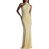 ABINGOO Women One Shoulder Maxi Dress Sleeveless Bodycon Tie Back Long Dresses for Wedding Guest Party Evening Gown