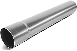 HIBUYER 3 Inch DIY T304 Stainless Steel Exhaust Muffler Straight Pipe, Tailpipe 3"ID to 3"OD Exhaust Extension Tube Tailpipe 18" Length Universal Fitment