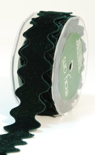 May Arts 1-Inch Wide Ribbon, Green Velvet Ric Rac